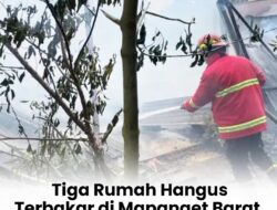 Tiga Rumah Hangus Terbakar di Mapanget Barat, Damkar Manado Kerahkan 4 Unit