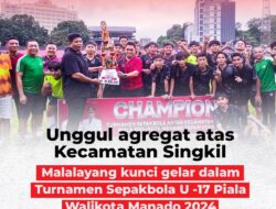 Unggul agregat atas kecamatan Singkil, Malalayang kunci gelar dalam Turnamen Sepakbola U -17 Piala Walikota Manado 2024