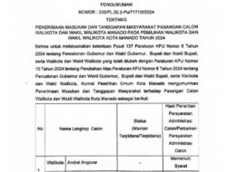 Komisi Pemilihan Umum Kota Manado Buka Tanggapan Masyarakat untuk Pilwako 2024